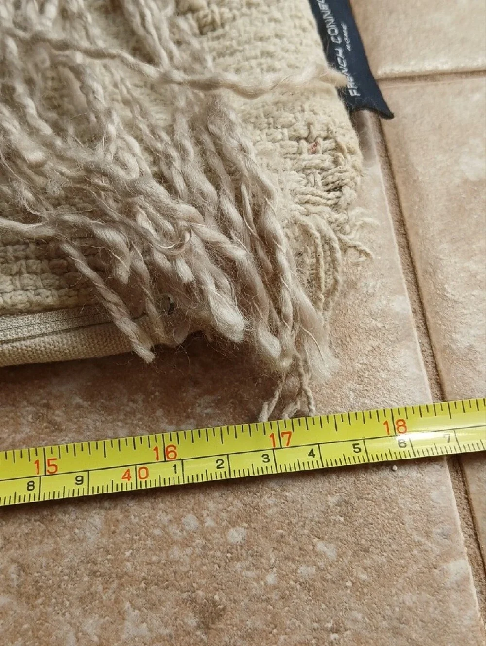 French Connection Beige Woven Textured Tassel Accent Pillow Covers